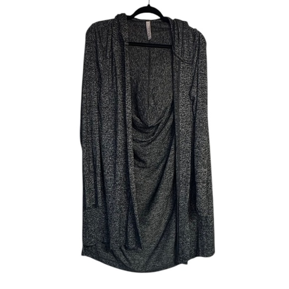 ATHLETA Harmony Wrap Yoga Gray Slouch Open Front Hooded Cardigan Sweater Size XS - Picture 2 of 9